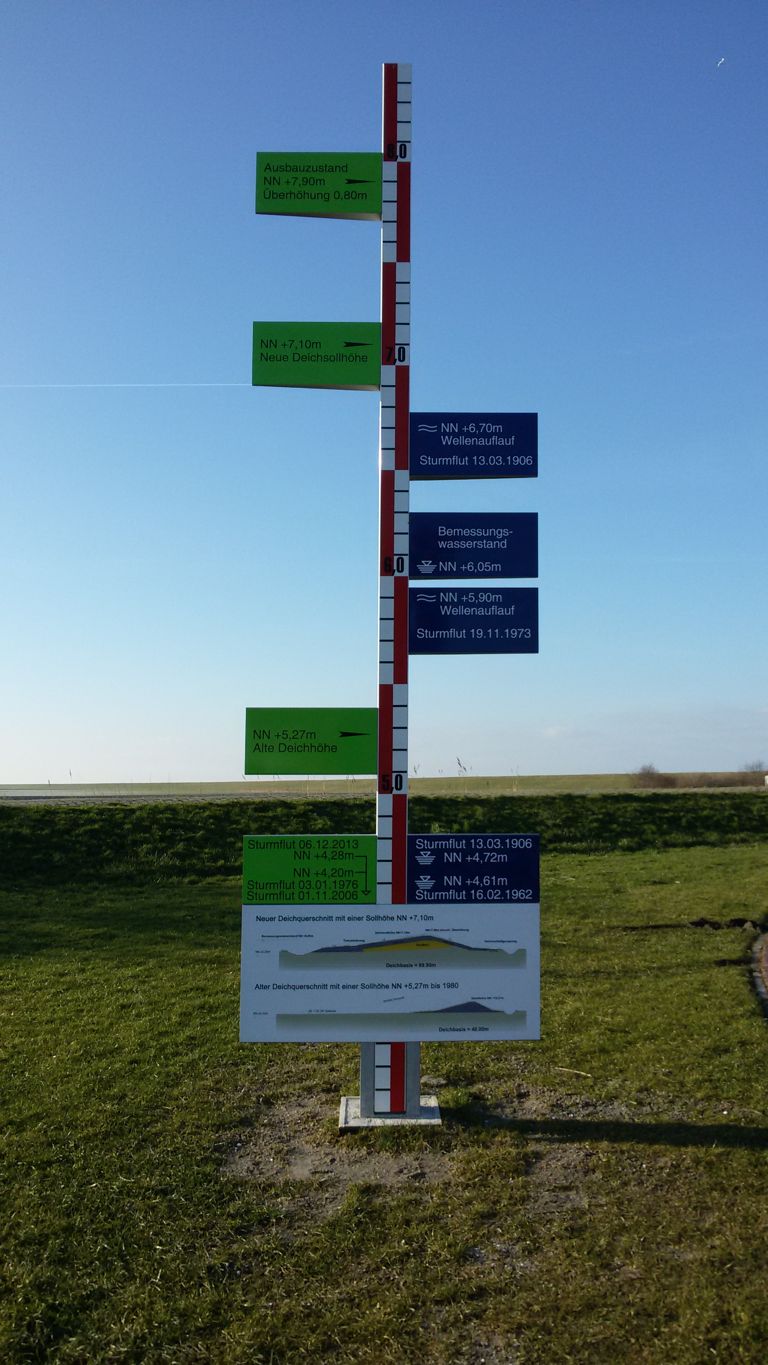 Der neue Pegelanzeiger auf dem Weg zum Hafen